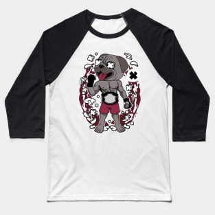 Pug Fighter Illustration Baseball T-Shirt